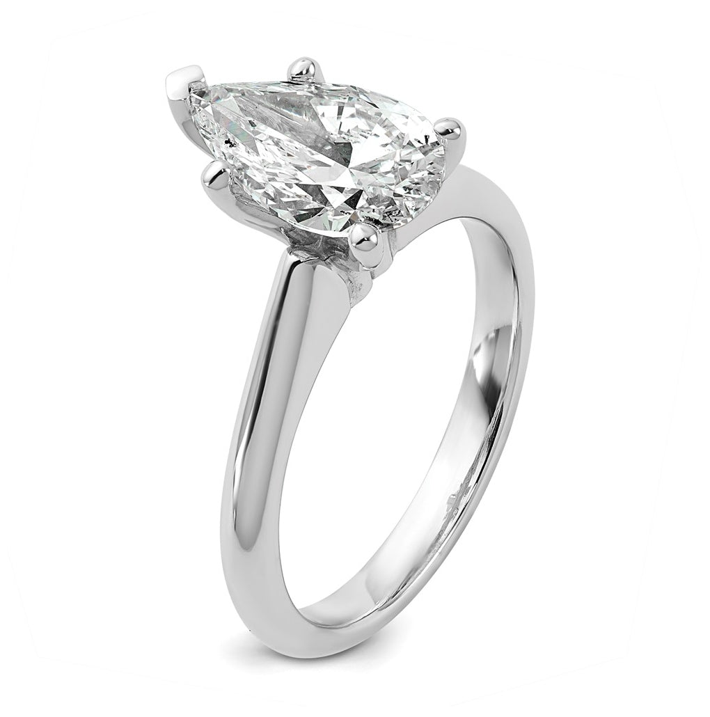 14k Two-Tone Gold 2ct Cert Lab Grown Diamond VS+ F+ Pear 8X Complete Solitaire Ring Size 5 – Elegant Jewelry Gift for Birthday, Anniversary, Engagement, Wedding