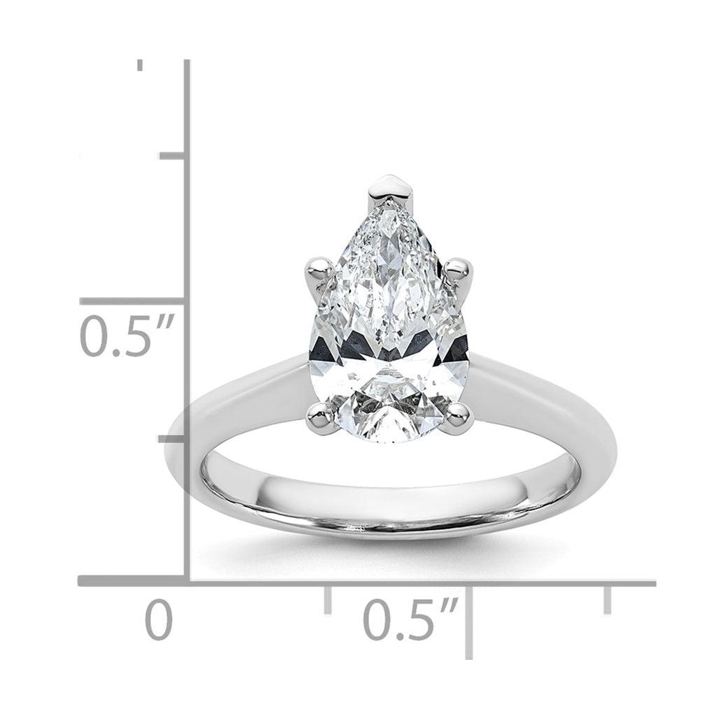 14k Two-Tone Gold 2ct Cert Lab Grown Diamond VS+ F+ Pear 8X Complete Solitaire Ring Size 5 – Elegant Jewelry Gift for Birthday, Anniversary, Engagement, Wedding