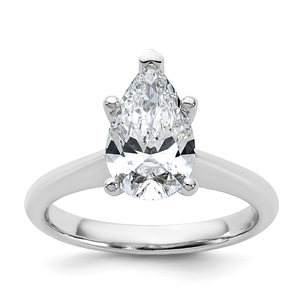 14k Two-Tone Gold 2ct Cert Lab Grown Diamond VS+ F+ Pear 8X Complete Solitaire Ring Size 5 – Elegant Jewelry Gift for Birthday, Anniversary, Engagement, Wedding