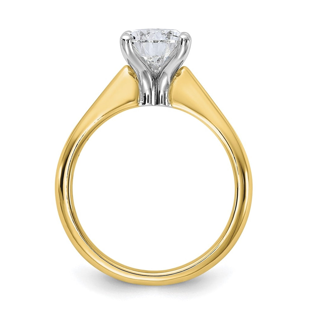 14k Two-Tone Gold 2ct Cert Lab Grown Diamond VS+ F+ Pear 8X Complete Solitaire Ring Size 5 – Elegant Jewelry Gift for Birthday, Anniversary, Engagement, Wedding
