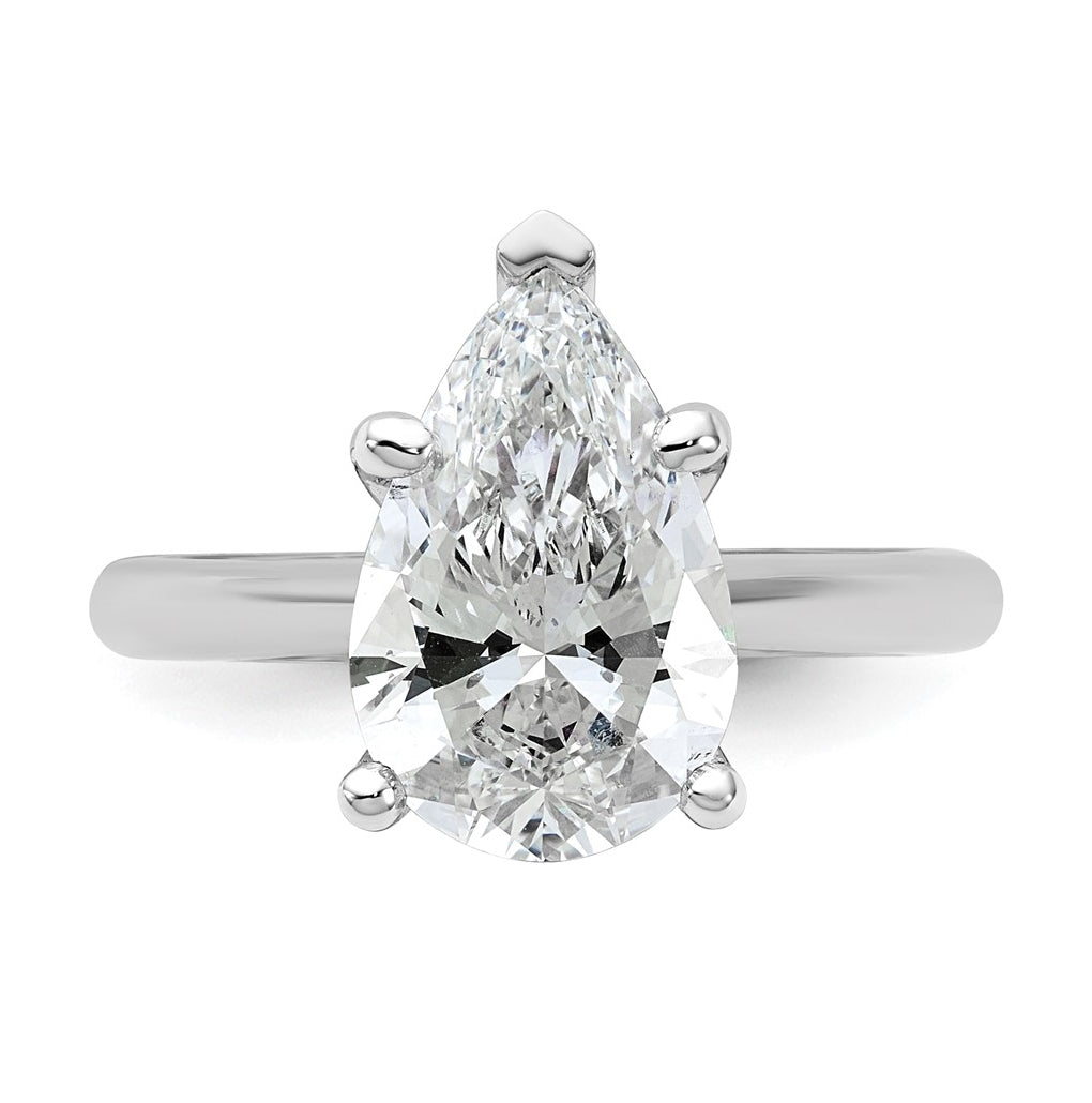 14k Two-Tone Gold 2ct Cert Lab Grown Diamond VS+ F+ Pear 8X Complete Solitaire Ring Size 5 – Elegant Jewelry Gift for Birthday, Anniversary, Engagement, Wedding