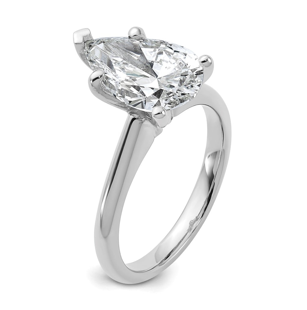 14k Two-Tone Gold 2ct Cert Lab Grown Diamond VS+ F+ Pear 8X Complete Solitaire Ring Size 5 – Elegant Jewelry Gift for Birthday, Anniversary, Engagement, Wedding