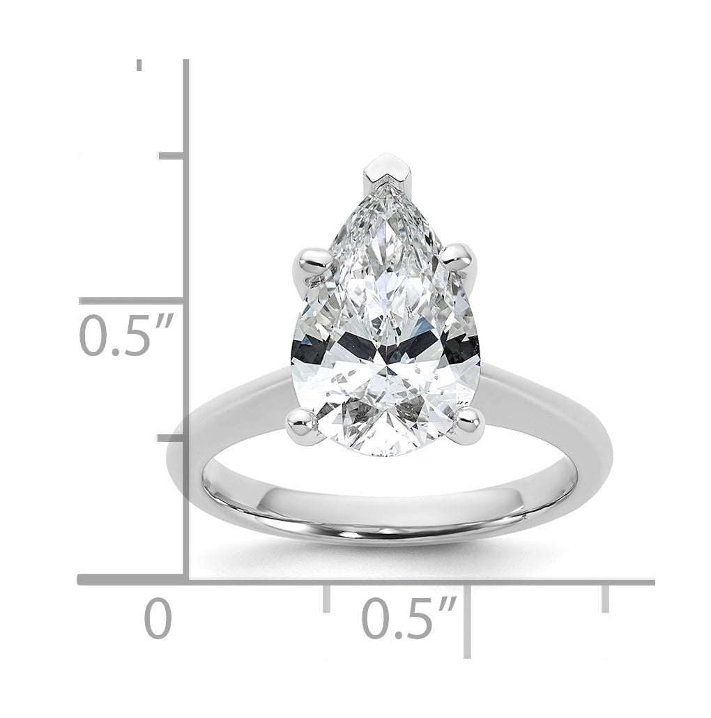 14k Two-Tone Gold 2ct Cert Lab Grown Diamond VS+ F+ Pear 8X Complete Solitaire Ring Size 5 – Elegant Jewelry Gift for Birthday, Anniversary, Engagement, Wedding