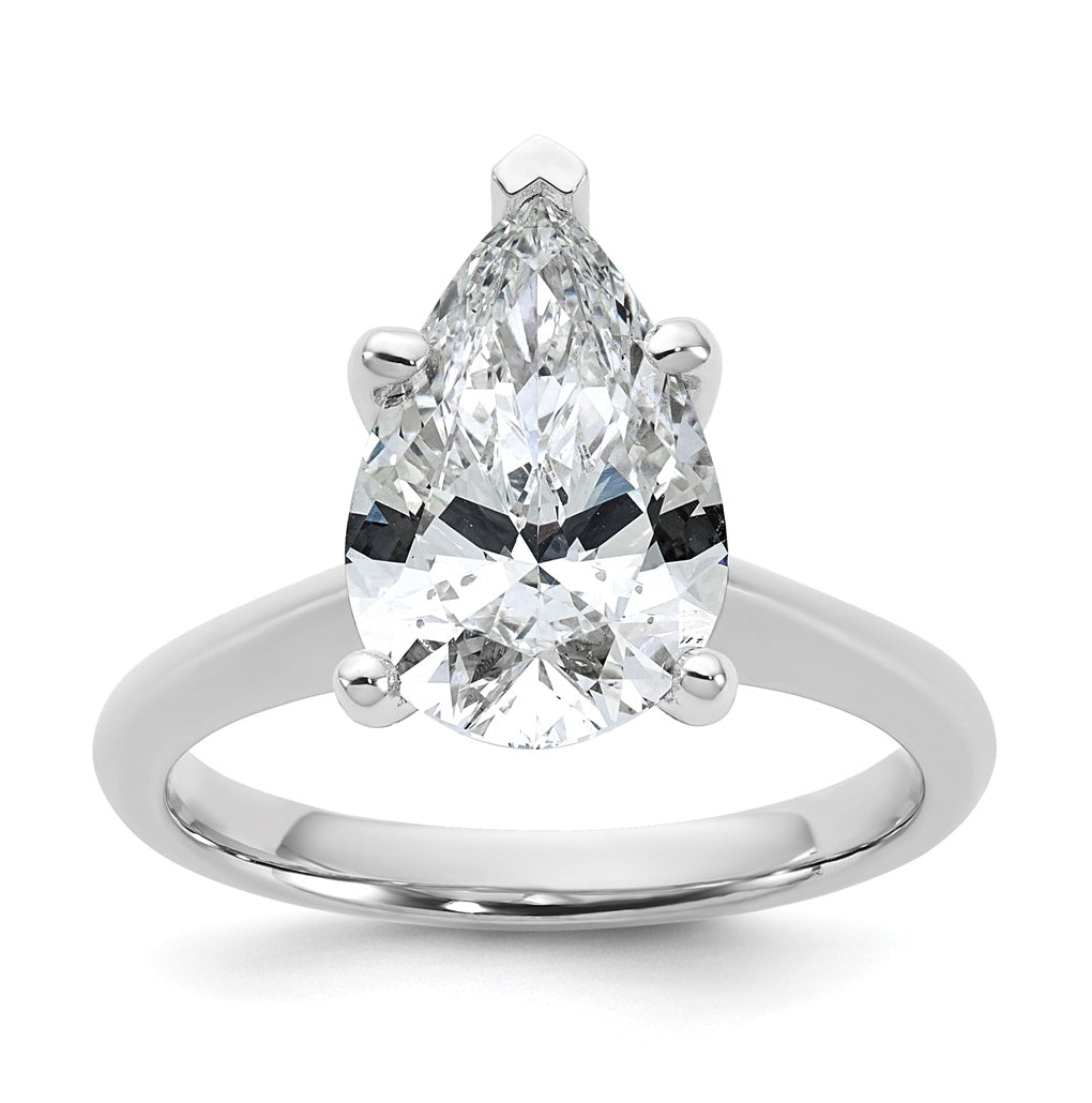 14k Two-Tone Gold 2ct Cert Lab Grown Diamond VS+ F+ Pear 8X Complete Solitaire Ring Size 5 – Elegant Jewelry Gift for Birthday, Anniversary, Engagement, Wedding