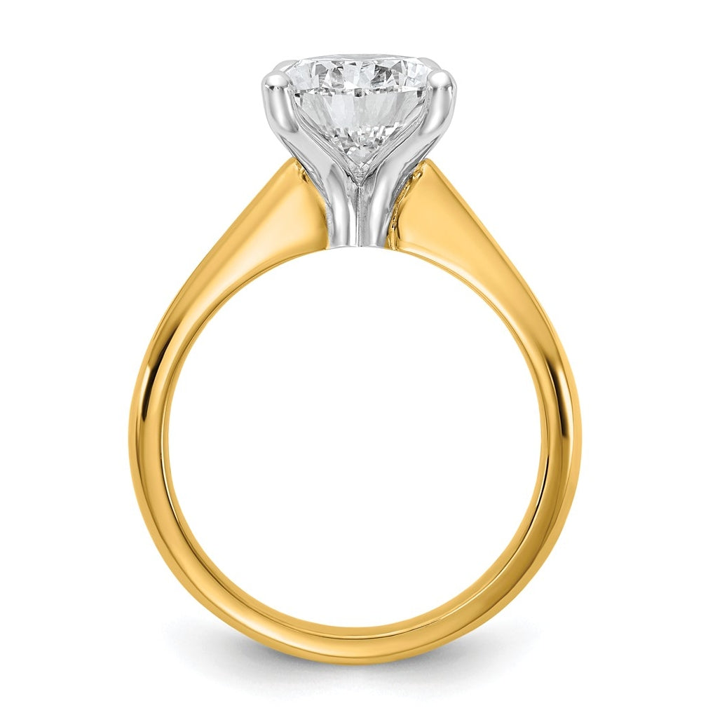 14k Two-Tone Gold 2ct Cert Lab Grown Diamond VS+ F+ Pear 8X Complete Solitaire Ring Size 5 – Elegant Jewelry Gift for Birthday, Anniversary, Engagement, Wedding