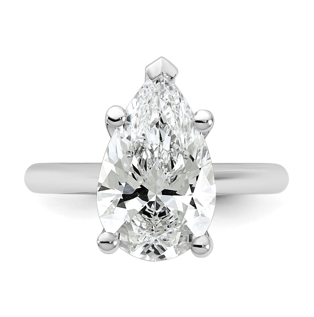 14k Two-Tone Gold 2ct Cert Lab Grown Diamond VS+ F+ Pear 8X Complete Solitaire Ring Size 5 – Elegant Jewelry Gift for Birthday, Anniversary, Engagement, Wedding