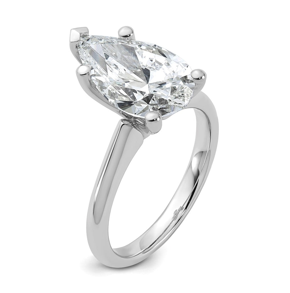14k Two-Tone Gold 2ct Cert Lab Grown Diamond VS+ F+ Pear 8X Complete Solitaire Ring Size 5 – Elegant Jewelry Gift for Birthday, Anniversary, Engagement, Wedding