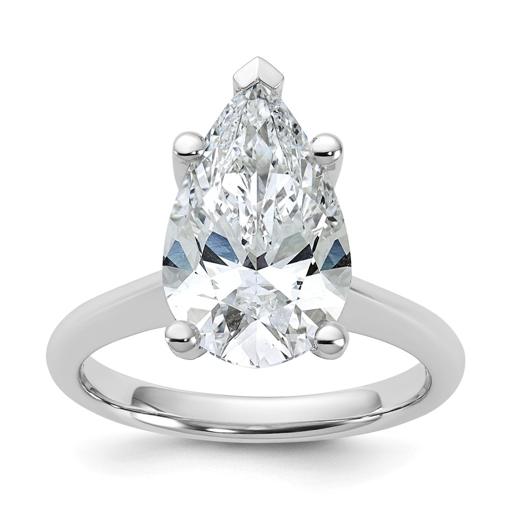 14k Two-Tone Gold 2ct Cert Lab Grown Diamond VS+ F+ Pear 8X Complete Solitaire Ring Size 5 – Elegant Jewelry Gift for Birthday, Anniversary, Engagement, Wedding