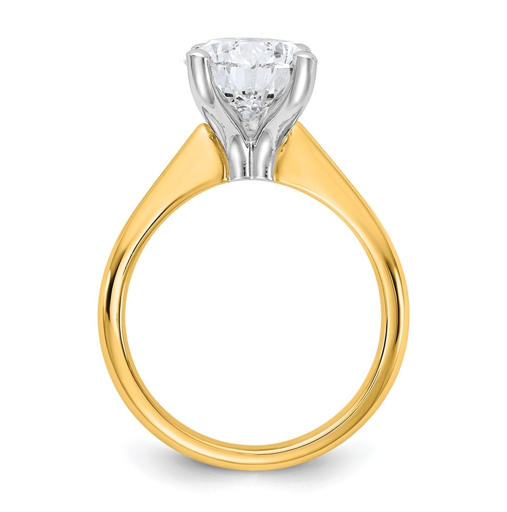 14k Two-Tone Gold 2ct Cert Lab Grown Diamond VS+ F+ Pear 8X Complete Solitaire Ring Size 5 – Elegant Jewelry Gift for Birthday, Anniversary, Engagement, Wedding