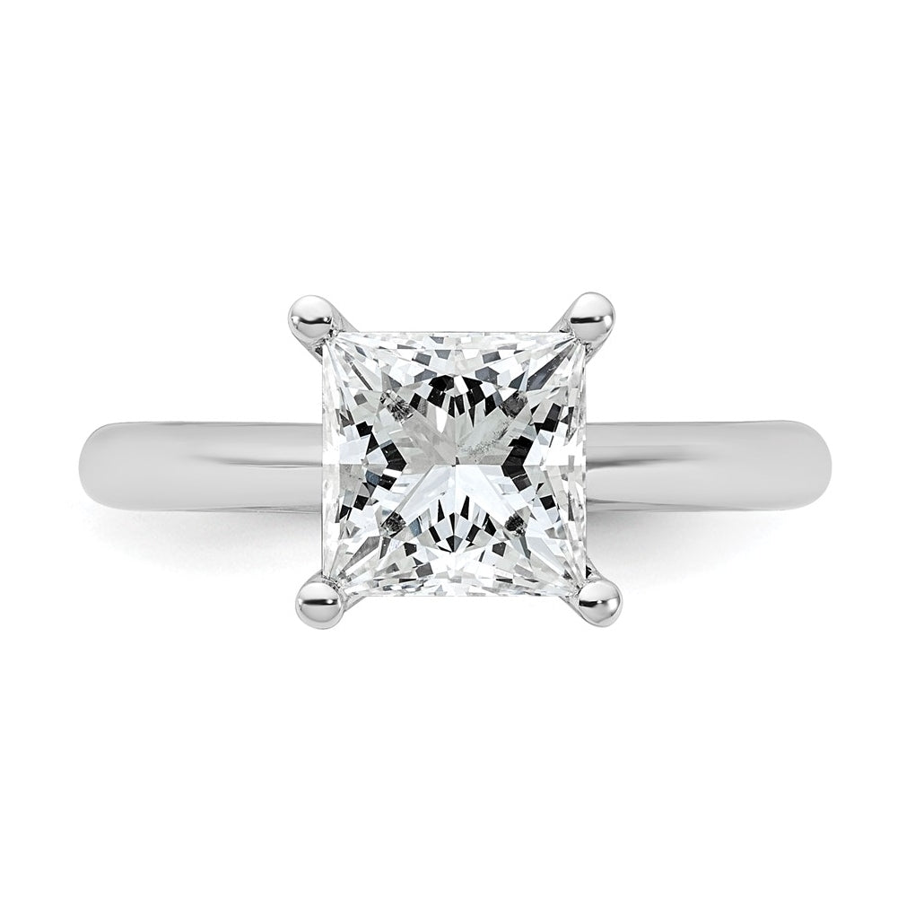 14k Two-Tone Gold 2ct Cert Lab Grown Diamond VS+ F+ Princess 8X Complete Solitaire Ring Size 5 – Elegant Jewelry Gift for Birthday, Anniversary, Engagement, Wedding