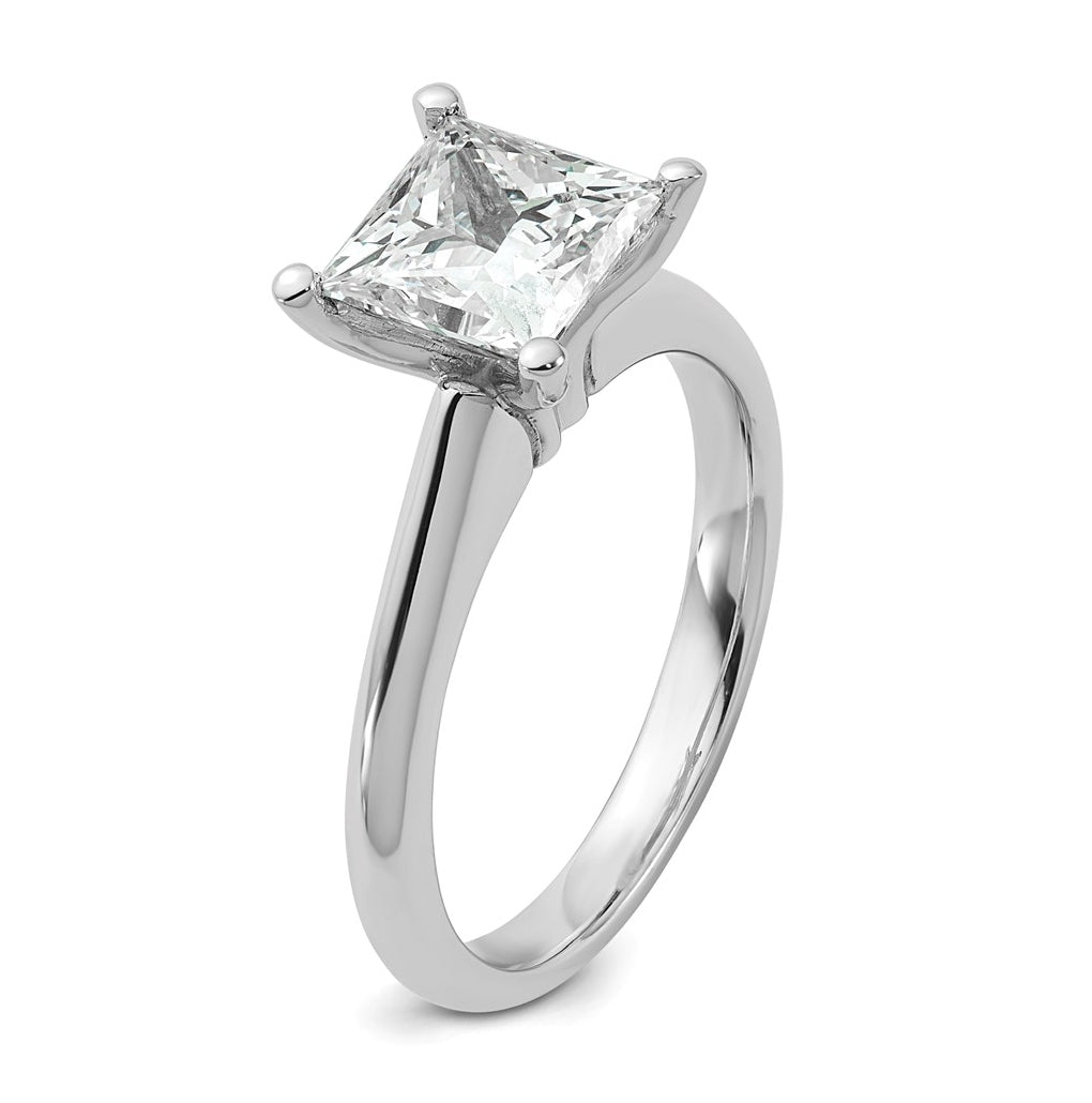 14k Two-Tone Gold 2ct Cert Lab Grown Diamond VS+ F+ Princess 8X Complete Solitaire Ring Size 5 – Elegant Jewelry Gift for Birthday, Anniversary, Engagement, Wedding