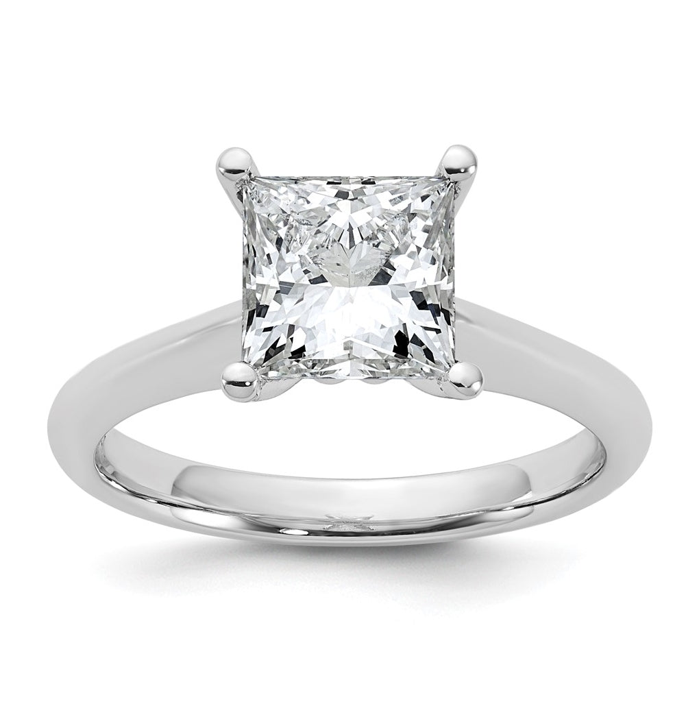 14k Two-Tone Gold 2ct Cert Lab Grown Diamond VS+ F+ Princess 8X Complete Solitaire Ring Size 5 – Elegant Jewelry Gift for Birthday, Anniversary, Engagement, Wedding