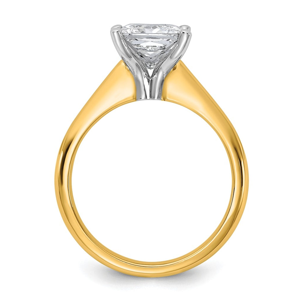 14k Two-Tone Gold 2ct Cert Lab Grown Diamond VS+ F+ Princess 8X Complete Solitaire Ring Size 5 – Elegant Jewelry Gift for Birthday, Anniversary, Engagement, Wedding