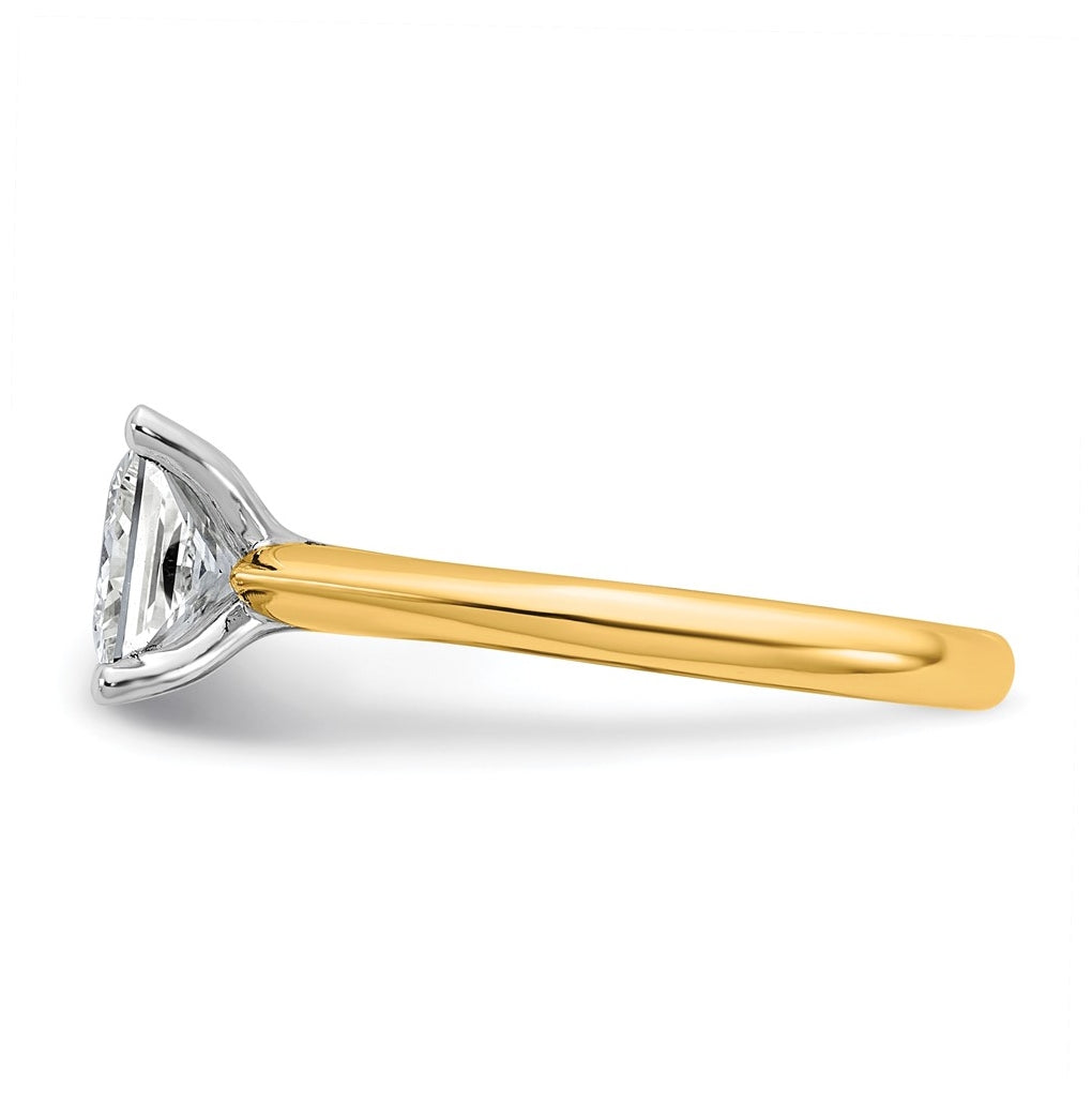 14k Two-Tone Gold 2ct Cert Lab Grown Diamond VS+ F+ Princess 8X Complete Solitaire Ring Size 5 – Elegant Jewelry Gift for Birthday, Anniversary, Engagement, Wedding