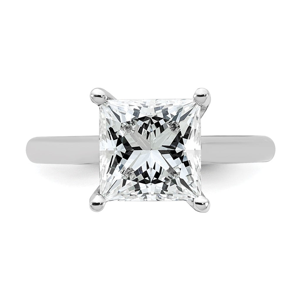 14k Two-Tone Gold 2ct Cert Lab Grown Diamond VS+ F+ Princess 8X Complete Solitaire Ring Size 5 – Elegant Jewelry Gift for Birthday, Anniversary, Engagement, Wedding