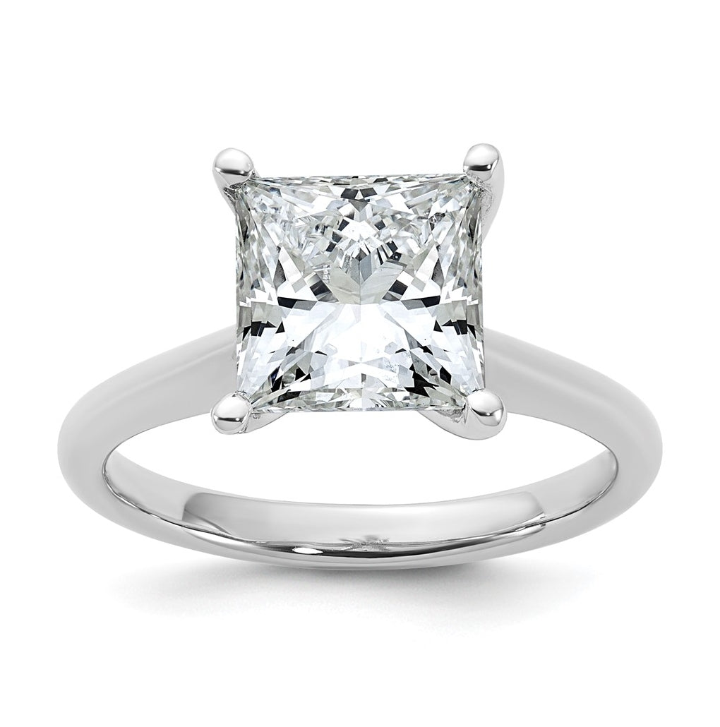 14k Two-Tone Gold 2ct Cert Lab Grown Diamond VS+ F+ Princess 8X Complete Solitaire Ring Size 5 – Elegant Jewelry Gift for Birthday, Anniversary, Engagement, Wedding