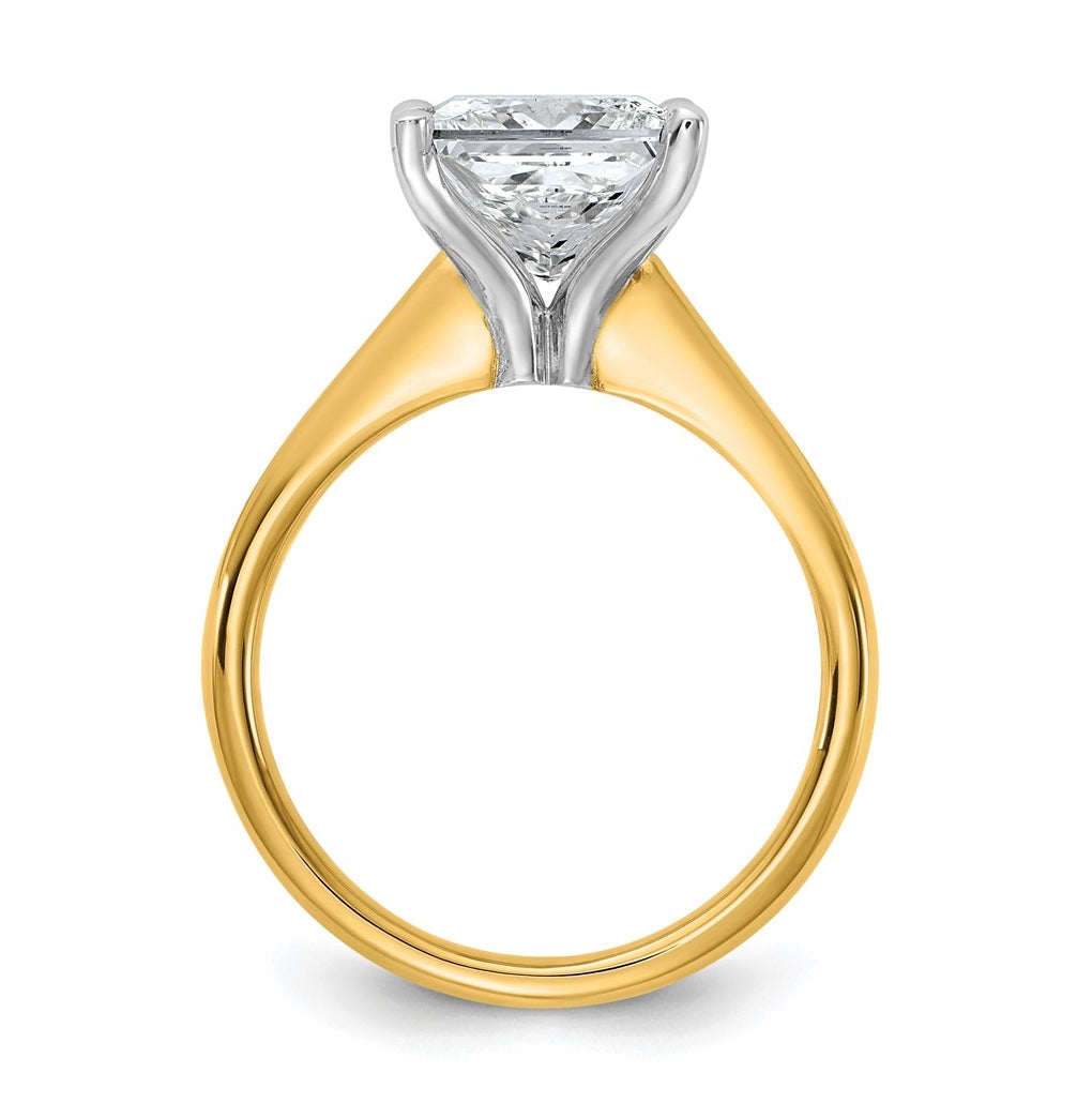 14k Two-Tone Gold 2ct Cert Lab Grown Diamond VS+ F+ Princess 8X Complete Solitaire Ring Size 5 – Elegant Jewelry Gift for Birthday, Anniversary, Engagement, Wedding