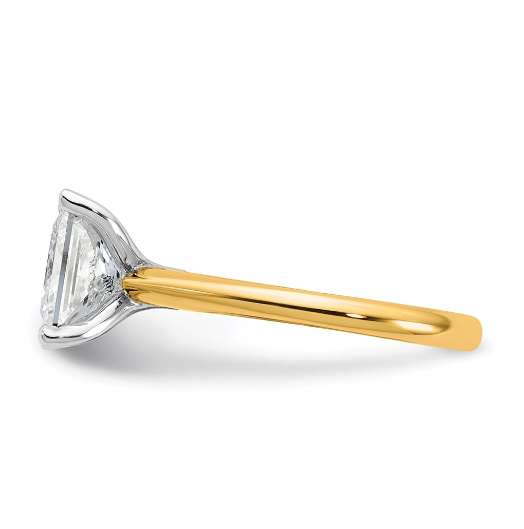 14k Two-Tone Gold 2ct Cert Lab Grown Diamond VS+ F+ Princess 8X Complete Solitaire Ring Size 5 – Elegant Jewelry Gift for Birthday, Anniversary, Engagement, Wedding