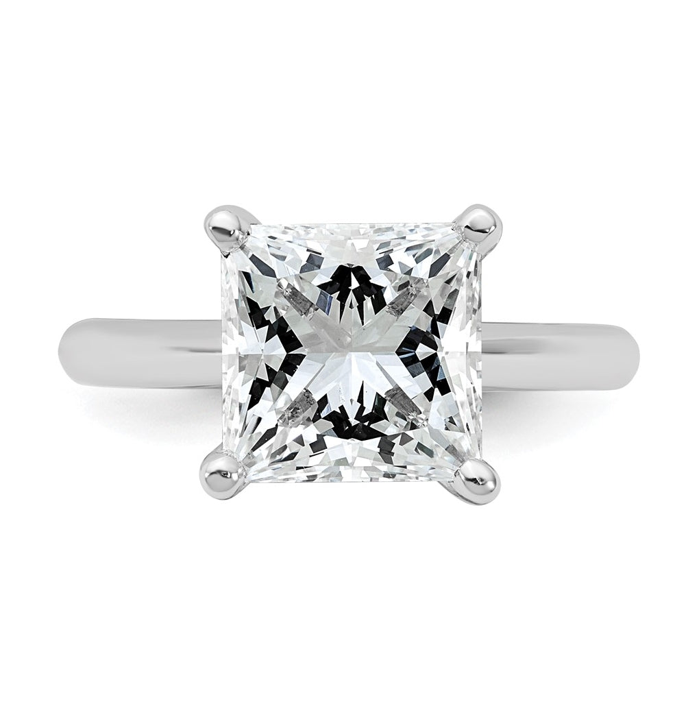 14k Two-Tone Gold 2ct Cert Lab Grown Diamond VS+ F+ Princess 8X Complete Solitaire Ring Size 5 – Elegant Jewelry Gift for Birthday, Anniversary, Engagement, Wedding