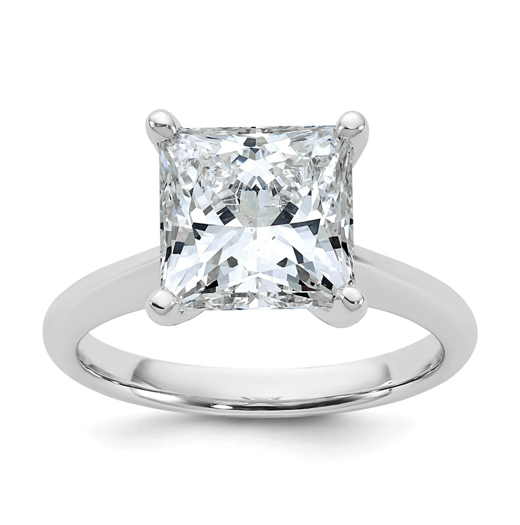 14k Two-Tone Gold 2ct Cert Lab Grown Diamond VS+ F+ Princess 8X Complete Solitaire Ring Size 5 – Elegant Jewelry Gift for Birthday, Anniversary, Engagement, Wedding