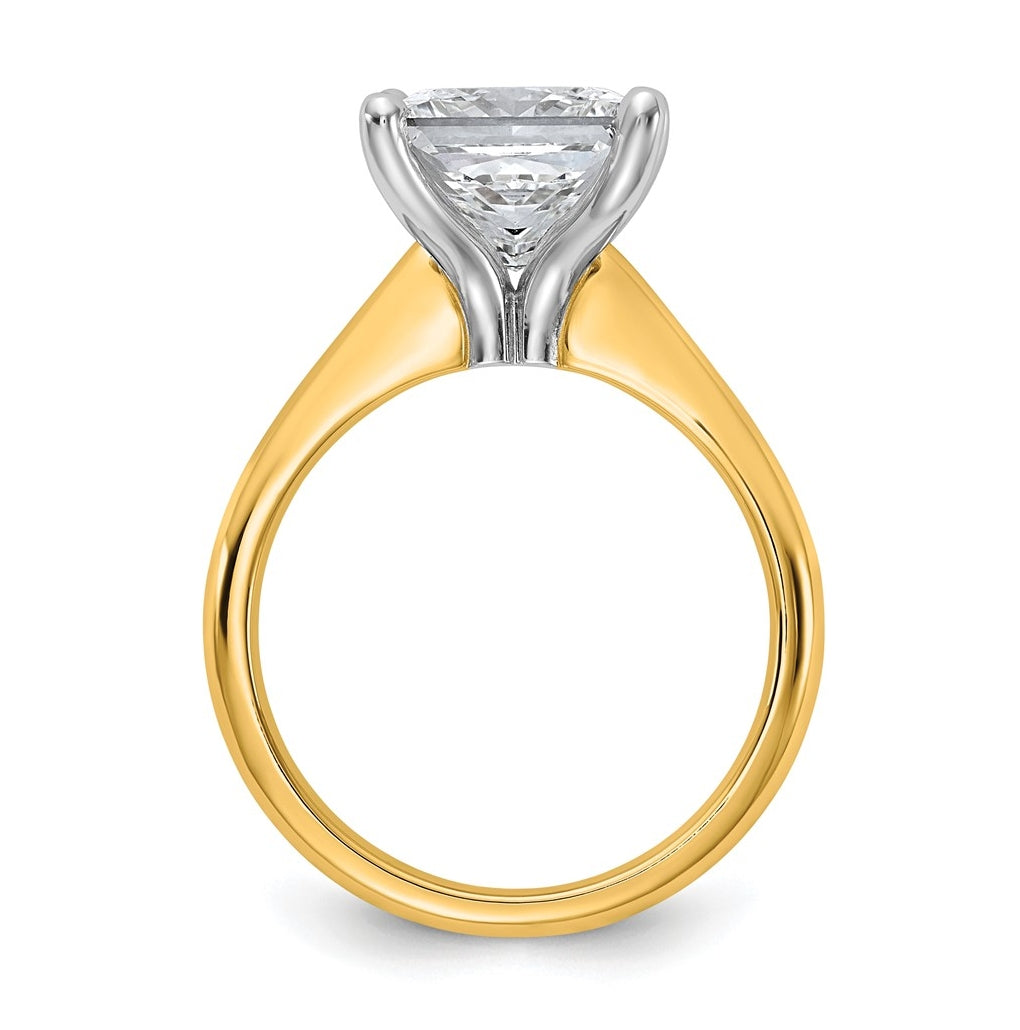 14k Two-Tone Gold 2ct Cert Lab Grown Diamond VS+ F+ Princess 8X Complete Solitaire Ring Size 5 – Elegant Jewelry Gift for Birthday, Anniversary, Engagement, Wedding