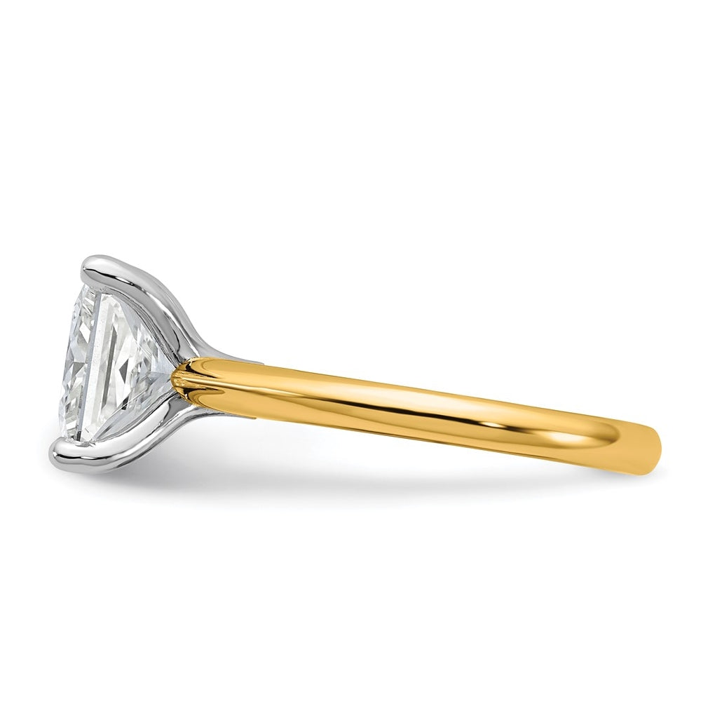 14k Two-Tone Gold 2ct Cert Lab Grown Diamond VS+ F+ Princess 8X Complete Solitaire Ring Size 5 – Elegant Jewelry Gift for Birthday, Anniversary, Engagement, Wedding