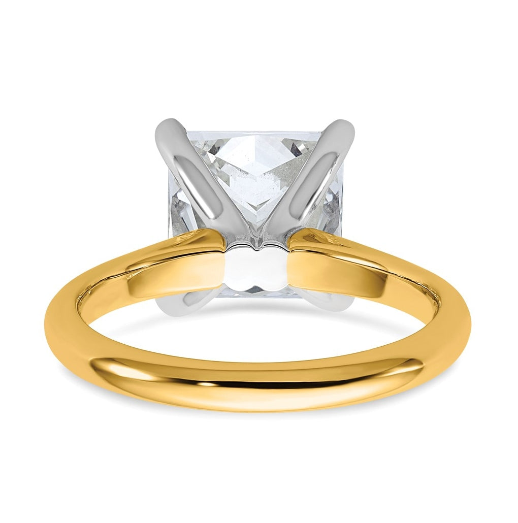 14k Two-Tone Gold 2ct Cert Lab Grown Diamond VS+ F+ Princess 8X Complete Solitaire Ring Size 5 – Elegant Jewelry Gift for Birthday, Anniversary, Engagement, Wedding