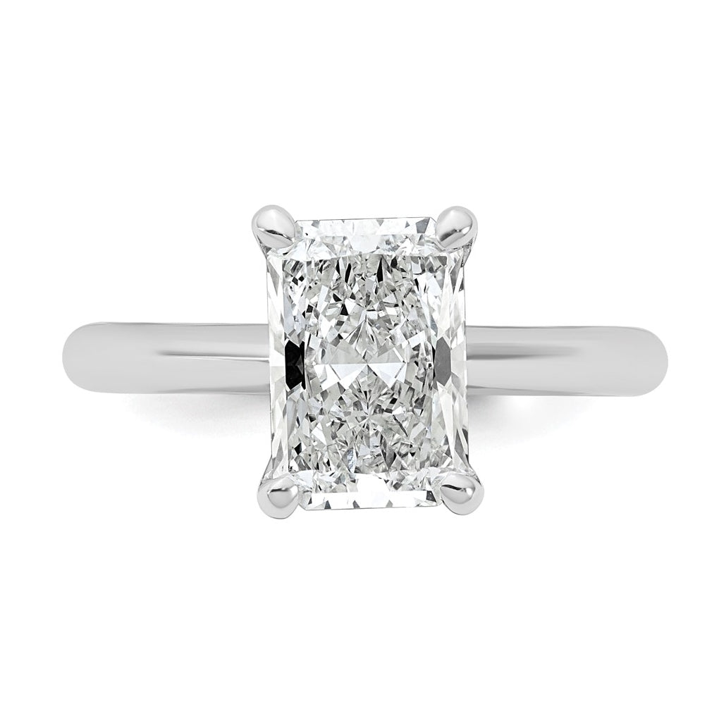14k Two-Tone Gold 2ct Cert Lab Grown Diamond VS+ F+ Radiant 8X Complete Solitaire Ring Size 5 – Elegant Jewelry Gift for Birthday, Anniversary, Engagement, Wedding