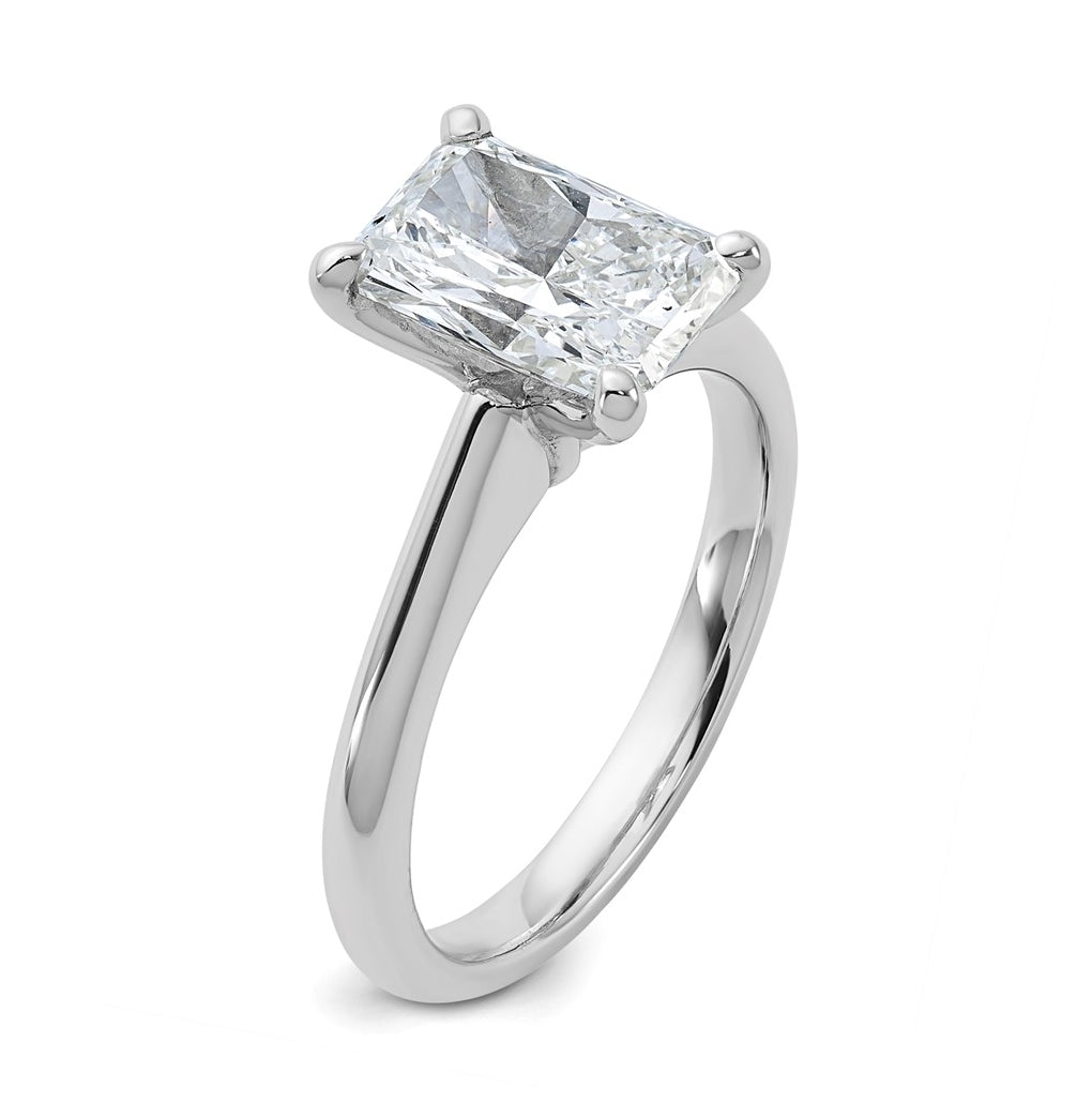 14k Two-Tone Gold 2ct Cert Lab Grown Diamond VS+ F+ Radiant 8X Complete Solitaire Ring Size 5 – Elegant Jewelry Gift for Birthday, Anniversary, Engagement, Wedding
