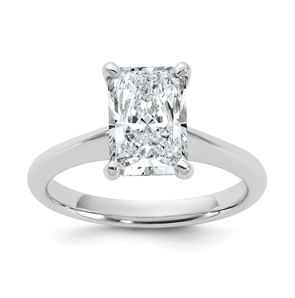 14k Two-Tone Gold 2ct Cert Lab Grown Diamond VS+ F+ Radiant 8X Complete Solitaire Ring Size 5 – Elegant Jewelry Gift for Birthday, Anniversary, Engagement, Wedding