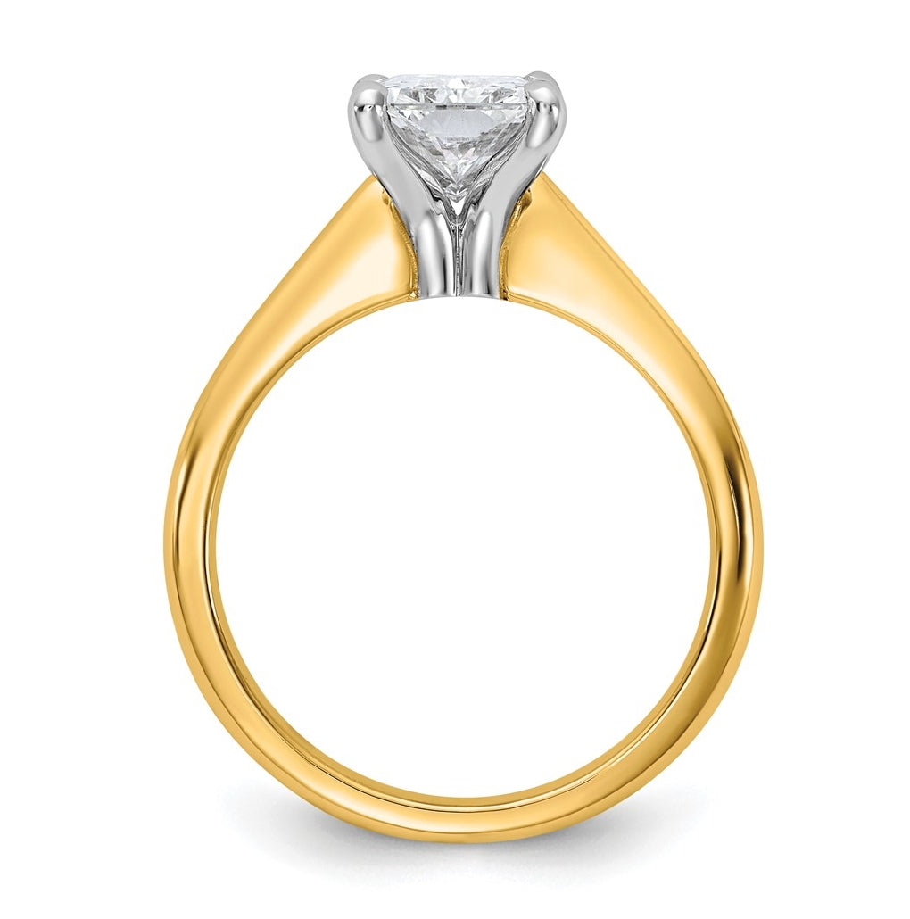 14k Two-Tone Gold 2ct Cert Lab Grown Diamond VS+ F+ Radiant 8X Complete Solitaire Ring Size 5 – Elegant Jewelry Gift for Birthday, Anniversary, Engagement, Wedding