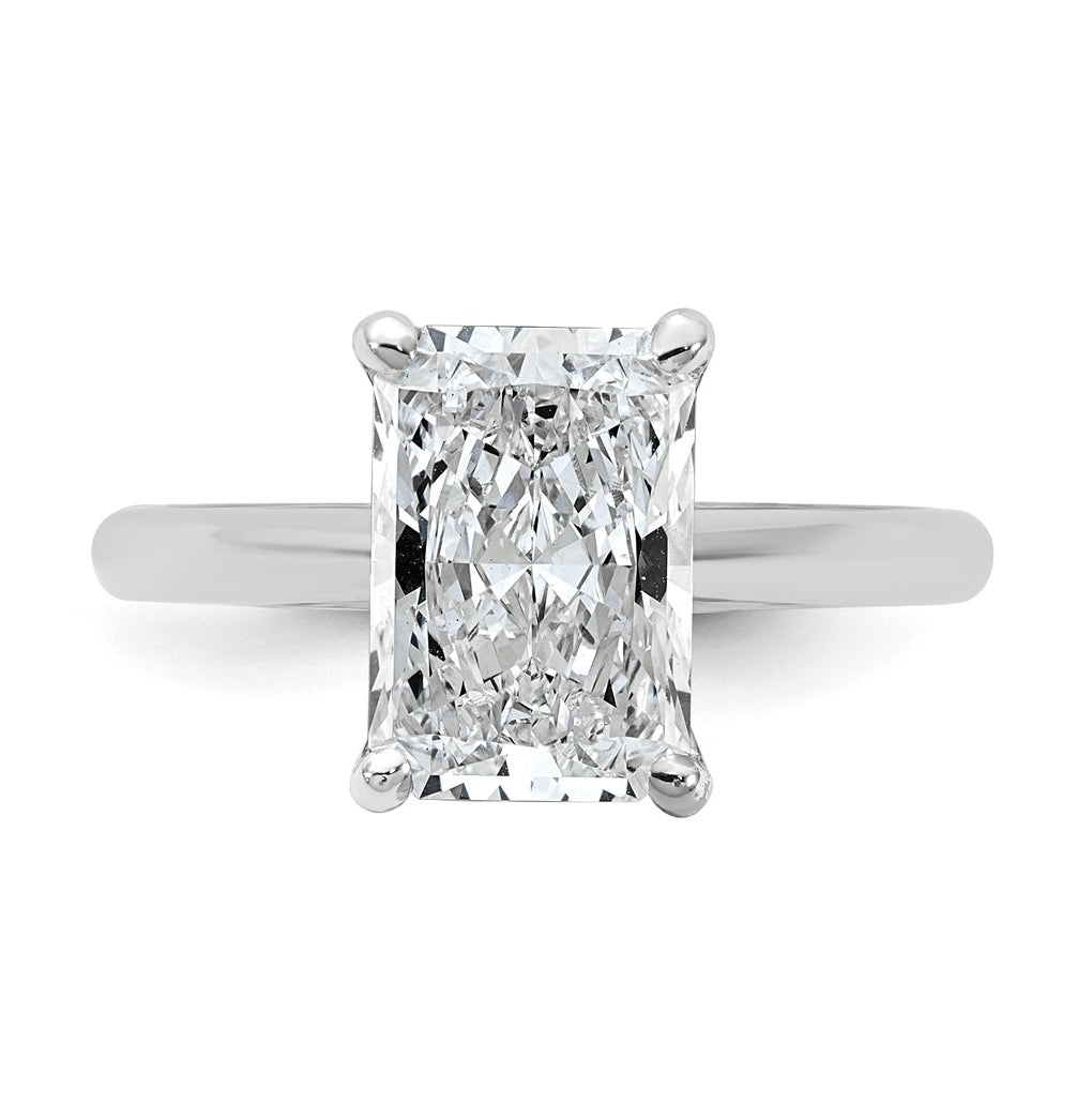 14k Two-Tone Gold 2ct Cert Lab Grown Diamond VS+ F+ Radiant 8X Complete Solitaire Ring Size 5 – Elegant Jewelry Gift for Birthday, Anniversary, Engagement, Wedding