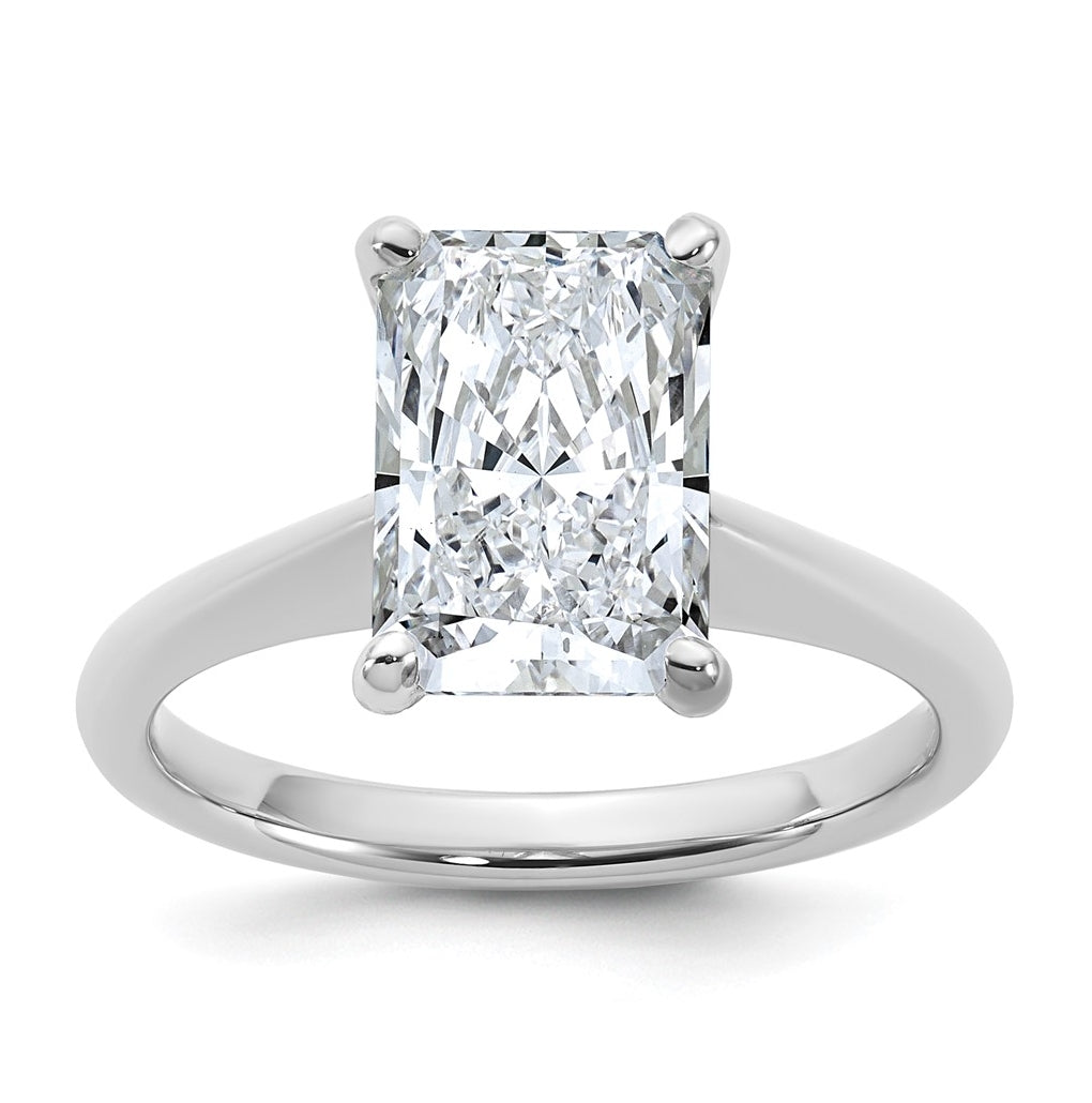 14k Two-Tone Gold 2ct Cert Lab Grown Diamond VS+ F+ Radiant 8X Complete Solitaire Ring Size 5 – Elegant Jewelry Gift for Birthday, Anniversary, Engagement, Wedding
