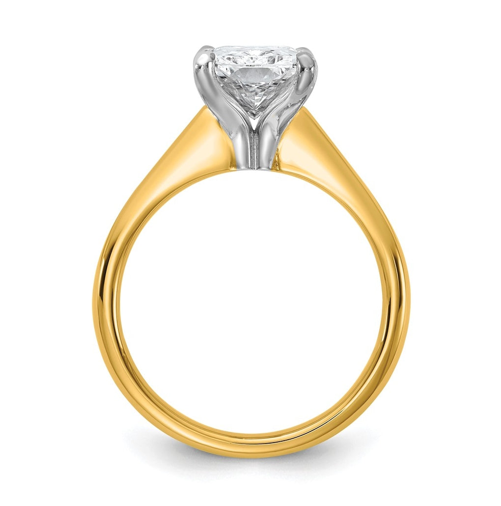 14k Two-Tone Gold 2ct Cert Lab Grown Diamond VS+ F+ Radiant 8X Complete Solitaire Ring Size 5 – Elegant Jewelry Gift for Birthday, Anniversary, Engagement, Wedding