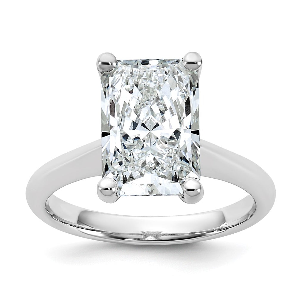 14k Two-Tone Gold 2ct Cert Lab Grown Diamond VS+ F+ Radiant 8X Complete Solitaire Ring Size 5 – Elegant Jewelry Gift for Birthday, Anniversary, Engagement, Wedding