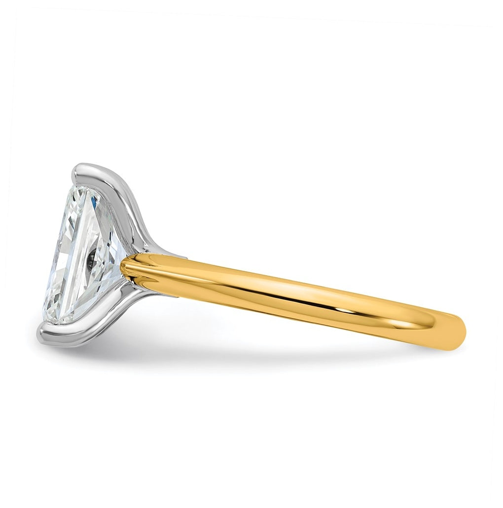 14k Two-Tone Gold 2ct Cert Lab Grown Diamond VS+ F+ Radiant 8X Complete Solitaire Ring Size 5 – Elegant Jewelry Gift for Birthday, Anniversary, Engagement, Wedding