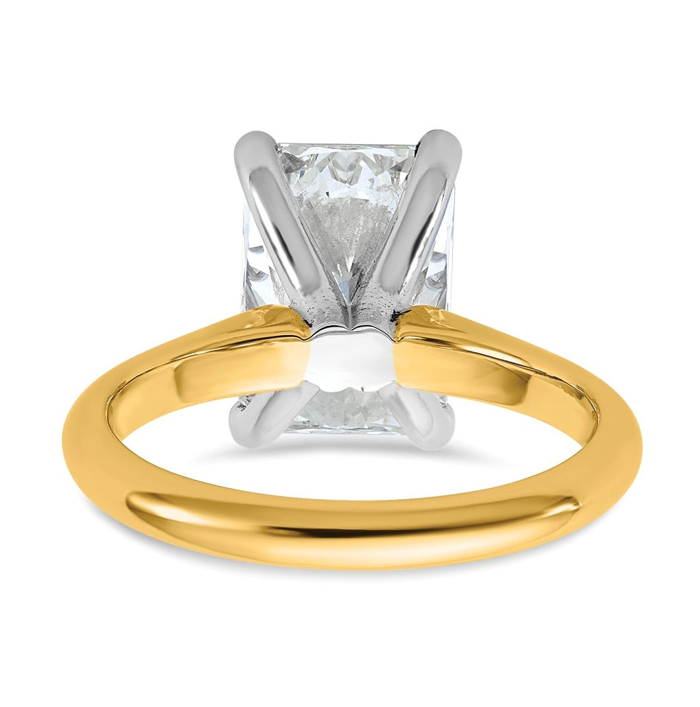 14k Two-Tone Gold 2ct Cert Lab Grown Diamond VS+ F+ Radiant 8X Complete Solitaire Ring Size 5 – Elegant Jewelry Gift for Birthday, Anniversary, Engagement, Wedding