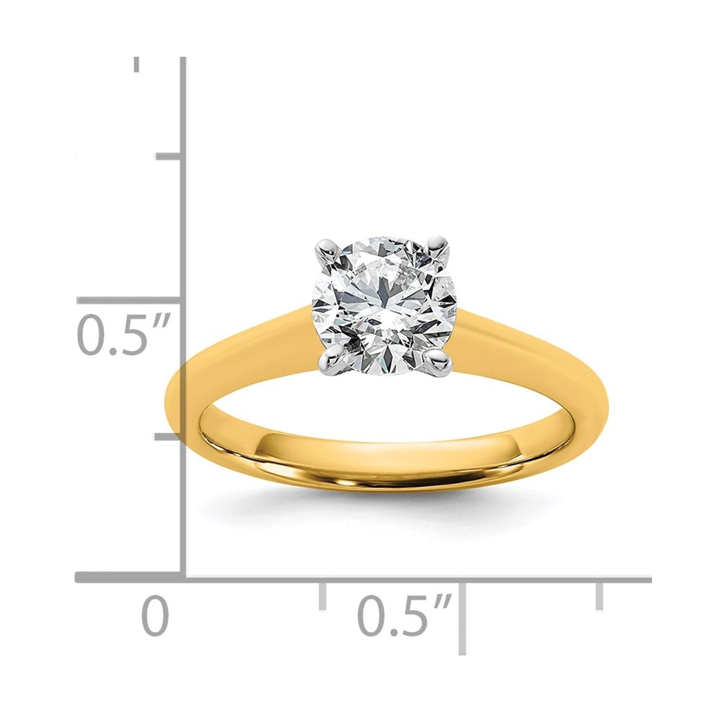 14k Two-Tone Gold 2ct Cert Lab Grown Diamond VS+ F+ Round 8X Complete Solitaire Ring Size 5 – Elegant Jewelry Gift for Birthday, Anniversary, Engagement, Wedding