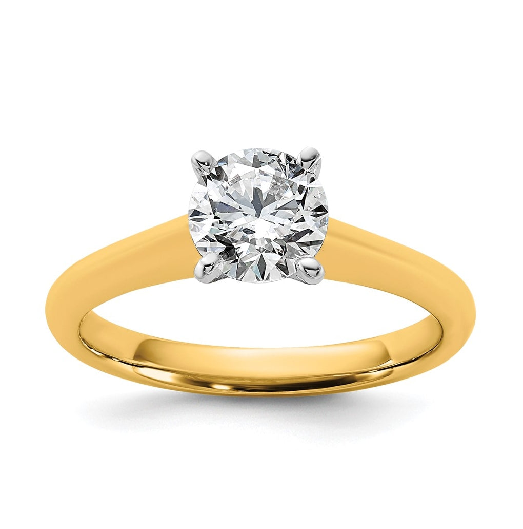 14k Two-Tone Gold 2ct Cert Lab Grown Diamond VS+ F+ Round 8X Complete Solitaire Ring Size 5 – Elegant Jewelry Gift for Birthday, Anniversary, Engagement, Wedding