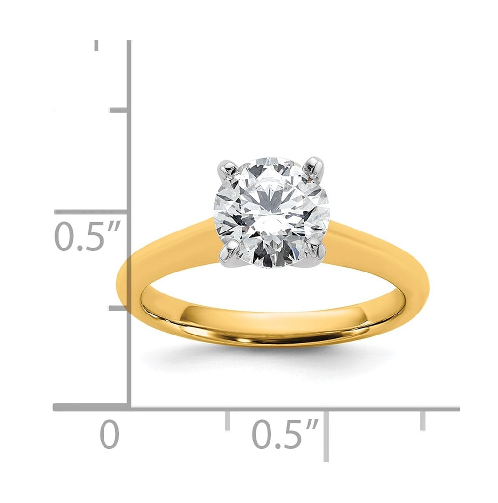 14k Two-Tone Gold 2ct Cert Lab Grown Diamond VS+ F+ Round 8X Complete Solitaire Ring Size 5 – Elegant Jewelry Gift for Birthday, Anniversary, Engagement, Wedding