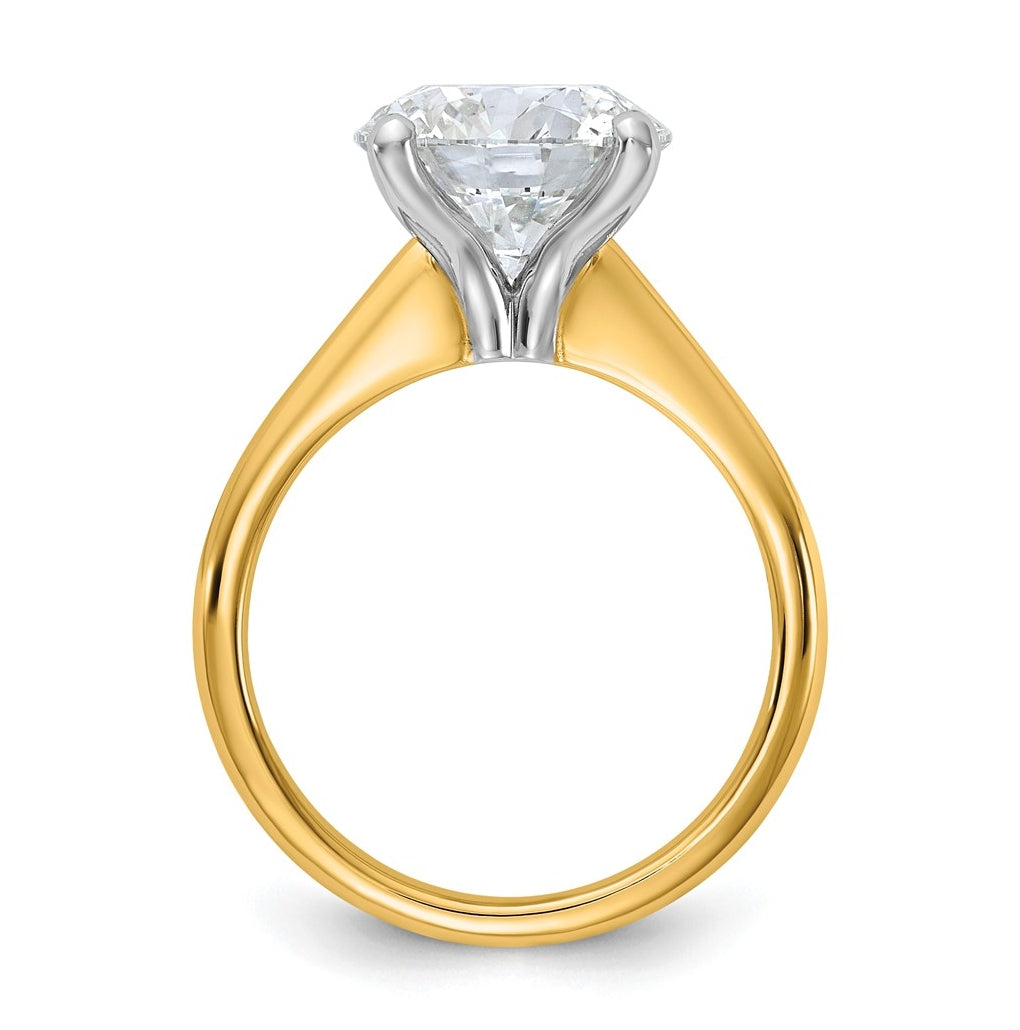 14k Two-Tone Gold 2ct Cert Lab Grown Diamond VS+ F+ Round 8X Complete Solitaire Ring Size 5 – Elegant Jewelry Gift for Birthday, Anniversary, Engagement, Wedding