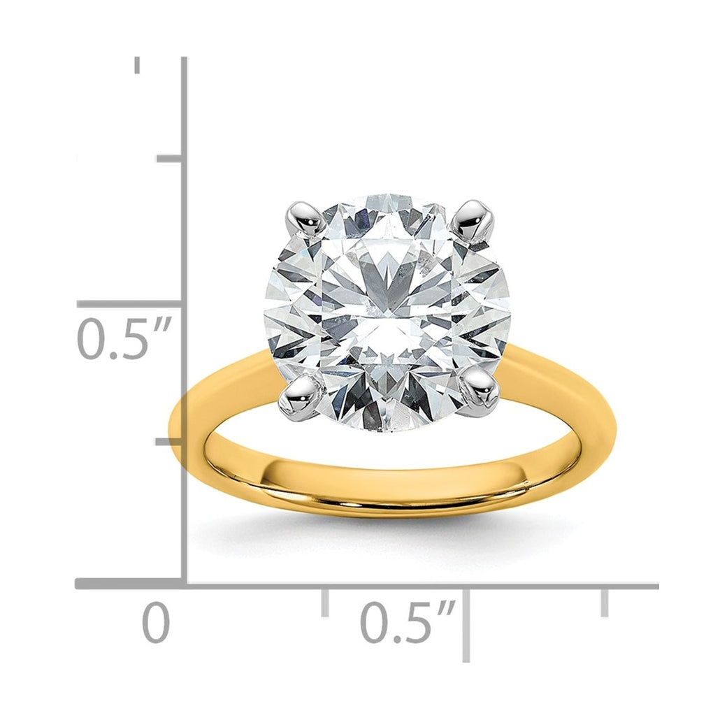 14k Two-Tone Gold 2ct Cert Lab Grown Diamond VS+ F+ Round 8X Complete Solitaire Ring Size 5 – Elegant Jewelry Gift for Birthday, Anniversary, Engagement, Wedding