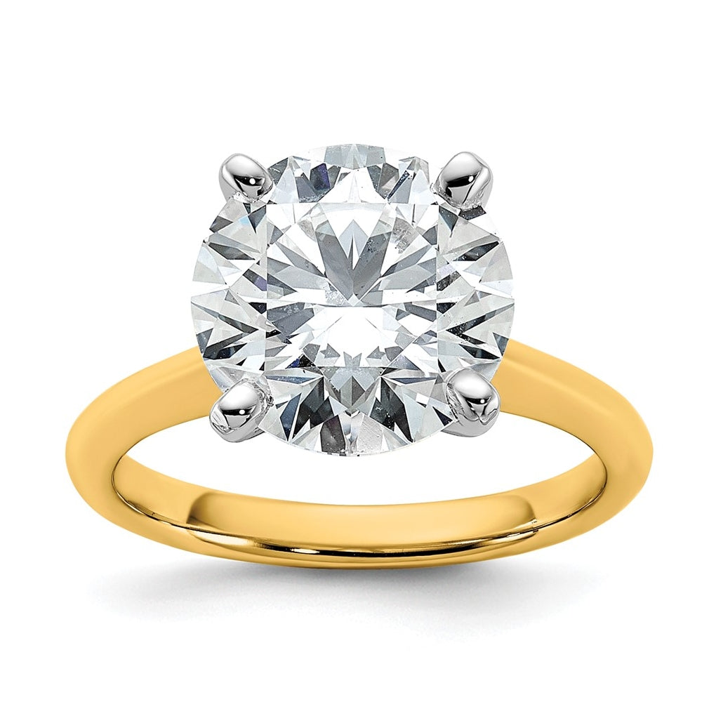 14k Two-Tone Gold 2ct Cert Lab Grown Diamond VS+ F+ Round 8X Complete Solitaire Ring Size 5 – Elegant Jewelry Gift for Birthday, Anniversary, Engagement, Wedding
