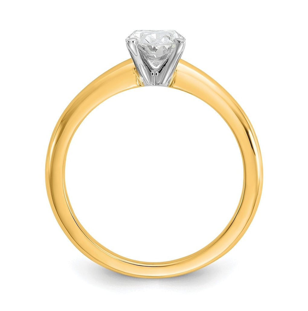 14k Two-Tone Gold 2ct Cert Lab Grown Diamond VS+ F+ Oval 8X Complete Solitaire Ring Size 5 – Elegant Jewelry Gift for Birthday, Anniversary, Engagement, Wedding