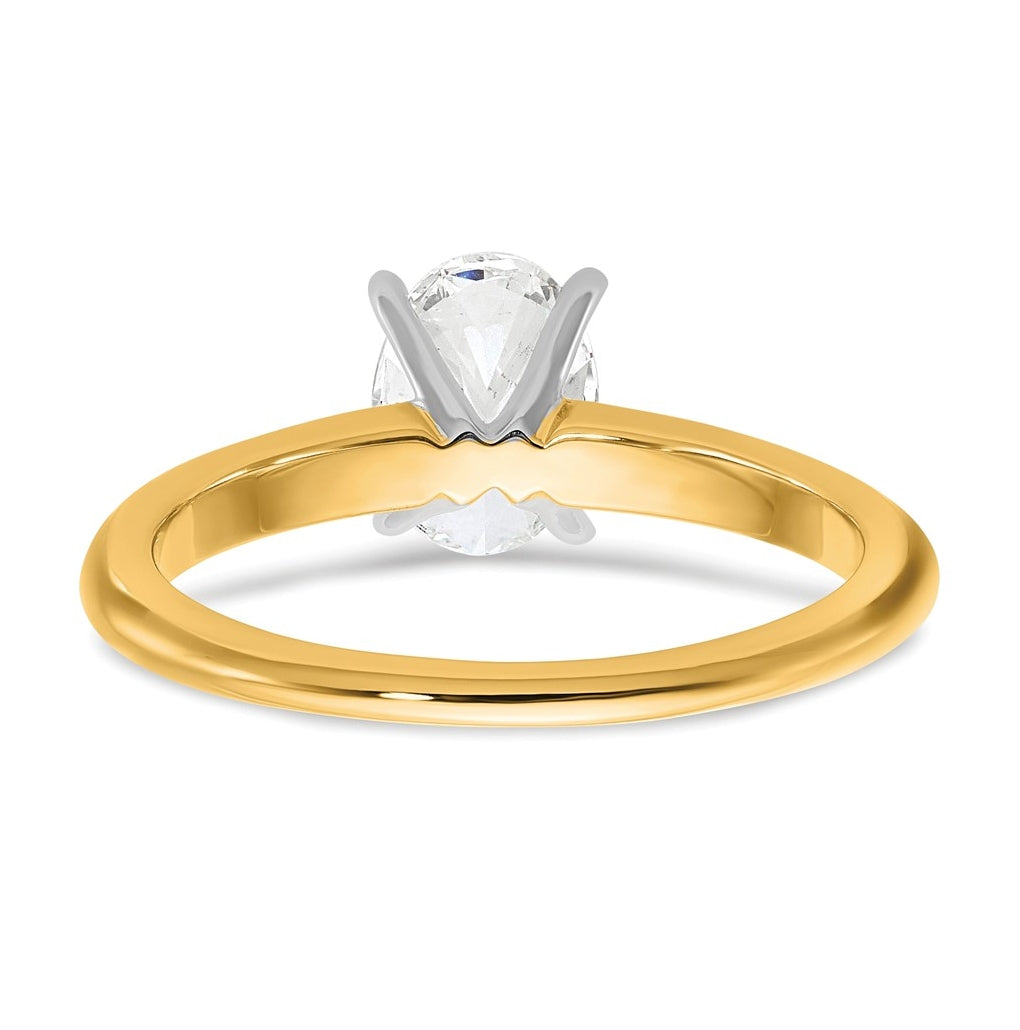 14k Two-Tone Gold 2ct Cert Lab Grown Diamond VS+ F+ Oval 8X Complete Solitaire Ring Size 5 – Elegant Jewelry Gift for Birthday, Anniversary, Engagement, Wedding
