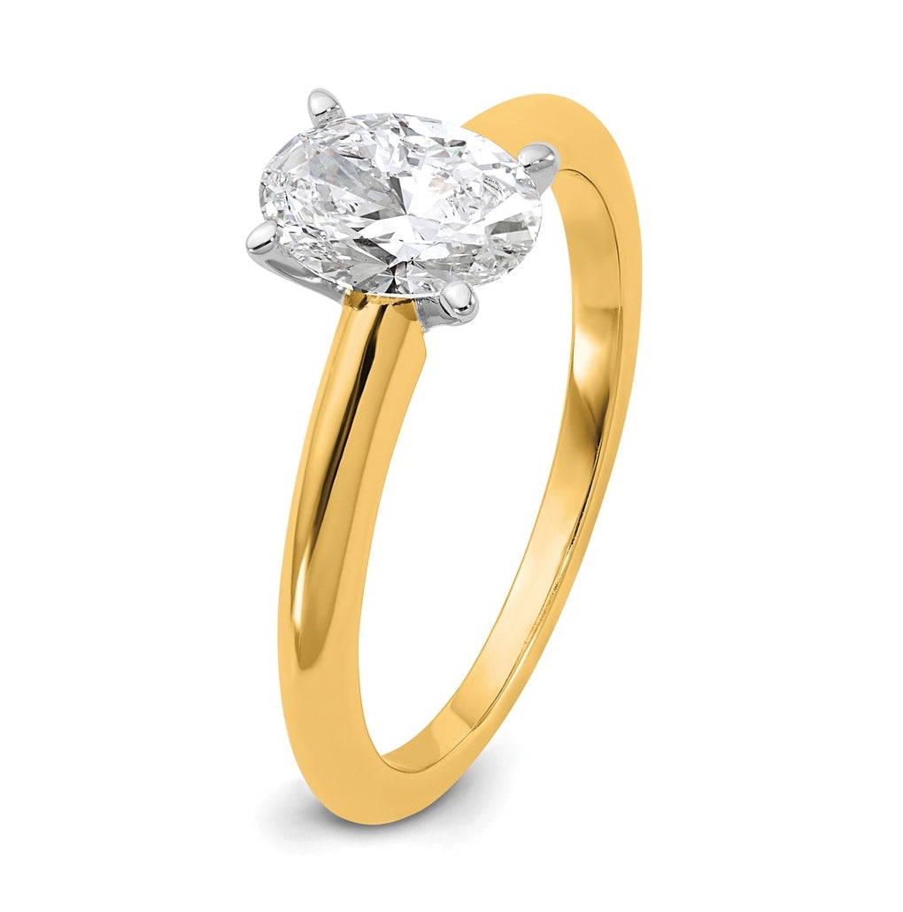 14k Two-Tone Gold 2ct Cert Lab Grown Diamond VS+ F+ Oval 8X Complete Solitaire Ring Size 5 – Elegant Jewelry Gift for Birthday, Anniversary, Engagement, Wedding
