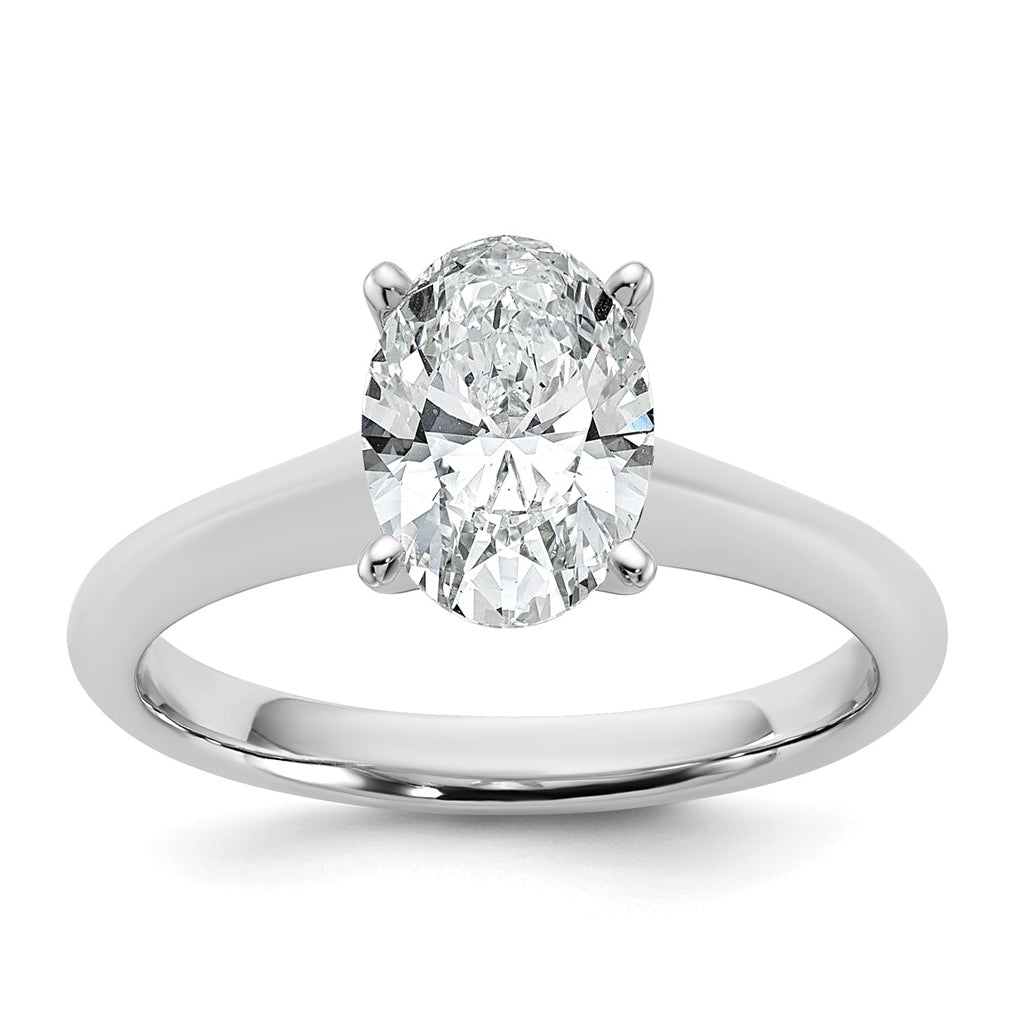 14k Two-Tone Gold 2ct Cert Lab Grown Diamond VS+ F+ Oval 8X Complete Solitaire Ring Size 5 – Elegant Jewelry Gift for Birthday, Anniversary, Engagement, Wedding