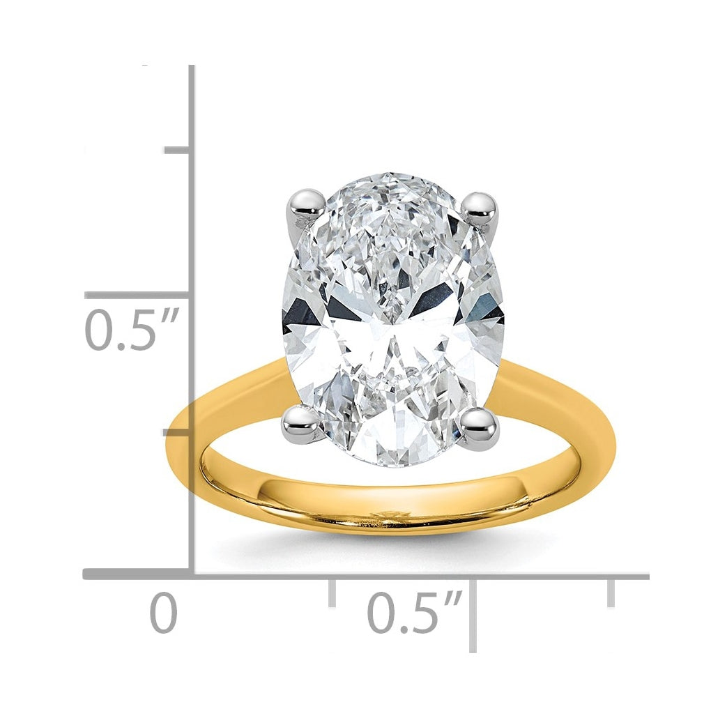 14k Two-Tone Gold 2ct Cert Lab Grown Diamond VS+ F+ Oval 8X Complete Solitaire Ring Size 5 – Elegant Jewelry Gift for Birthday, Anniversary, Engagement, Wedding