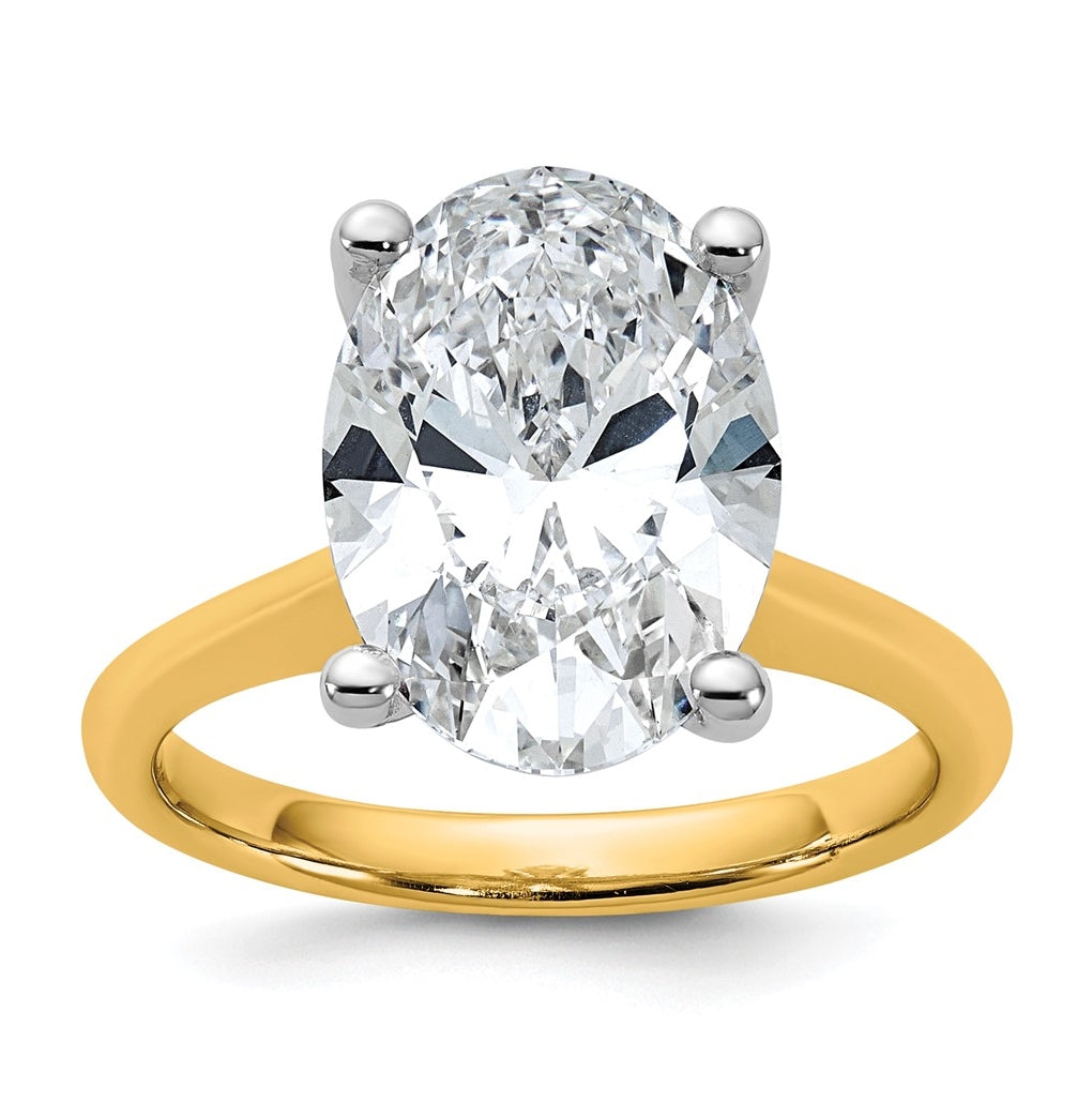 14k Two-Tone Gold 2ct Cert Lab Grown Diamond VS+ F+ Oval 8X Complete Solitaire Ring Size 5 – Elegant Jewelry Gift for Birthday, Anniversary, Engagement, Wedding