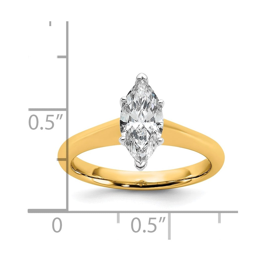 14k Two-Tone Gold 2ct Cert Lab Grown Diamond VS+ F+ Marquise 8X Complete Solitaire Ring Size 5 – Elegant Jewelry Gift for Birthday, Anniversary, Engagement, Wedding